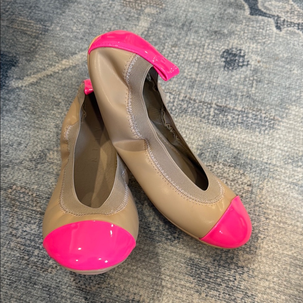 Hot Pink and Tan Women's ballet Flats Calin Brand